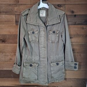 GAP Women’s Utility Jacket‎ Drawstring Waist Field Military Style Moss Sz Large